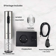 Load image into Gallery viewer, Secura Electric Wine Opener, Automatic Electric Wine Bottle Corkscrew Opener with Foil Cutter, Rechargeable (Stainless Steel)