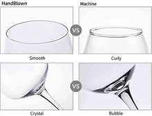 Load image into Gallery viewer, Hand Blown Italian Style Crystal Burgundy Wine Glasses - Lead-Free Premium Crystal Clear Glass - Set of 2-21 Ounce - Gift-Box for any Occasion