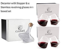 Load image into Gallery viewer, Hand Blown Stemless Wine Glasses, Set of 2 - Naturally Aerating, Elegant Wine Glassware for Cabernet, Pinot Noir, Merlot, and Blends - CulinexCo.com Spinning Wine Tumblers for Him and Her, 12 Oz.