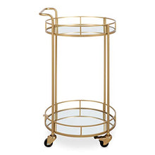 Load image into Gallery viewer, Kate and Laurel Deveaux Modern Metal and Glass Bar Cart, 17.75" x 17" x 30", Glam Gold Finish and Rolling Wheeled Design