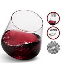 Load image into Gallery viewer, Hand Blown Stemless Wine Glasses, Set of 2 - Naturally Aerating, Elegant Wine Glassware for Cabernet, Pinot Noir, Merlot, and Blends - CulinexCo.com Spinning Wine Tumblers for Him and Her, 12 Oz.