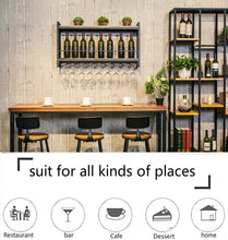 Load image into Gallery viewer, Wall Mounted Iron Wine Shelf