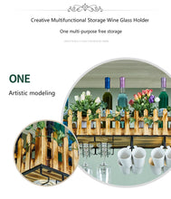 Load image into Gallery viewer, Wall-mounted Wine Bottle & Glass Holder with Lamp