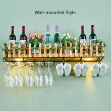 Load image into Gallery viewer, Wall-mounted Wine Bottle & Glass Holder with Lamp