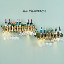 Load image into Gallery viewer, Wall-mounted Wine Bottle & Glass Holder with Lamp