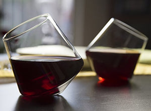 Hand Blown Stemless Wine Glasses, Set of 2 - Naturally Aerating, Elegant Wine Glassware for Cabernet, Pinot Noir, Merlot, and Blends - CulinexCo.com Spinning Wine Tumblers for Him and Her, 12 Oz.