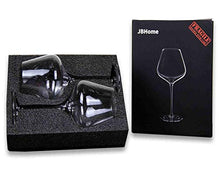 Load image into Gallery viewer, Hand Blown Italian Style Crystal Burgundy Wine Glasses - Lead-Free Premium Crystal Clear Glass - Set of 2-21 Ounce - Gift-Box for any Occasion
