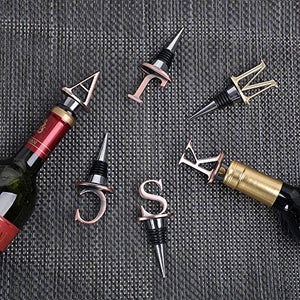 Wine Stoppers - Stainless Steel Letters Wine Stopper, Silicone Reusable Wine and Beverage Bottle Stopper, used for Bar, Kitchen, Holiday Party, Wedding Keep Wine Fresh (C)