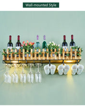 Load image into Gallery viewer, Wall-mounted Wine Bottle &amp; Glass Holder with Lamp
