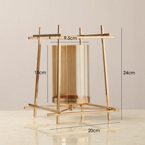 Gold Metal Candle Holders Wedding Decorations Modern Candle Holders Gold Centerpiece Photophore Verre Glass Candlestick zt035